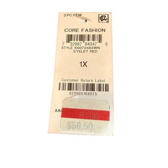 Style and Co Red Embroidered Swiss Dot Blouse 1X - Picture 8 of 8